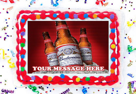 Budweiser Edible Image Cake Topper Personalized Frosting Icing Sheet Custom