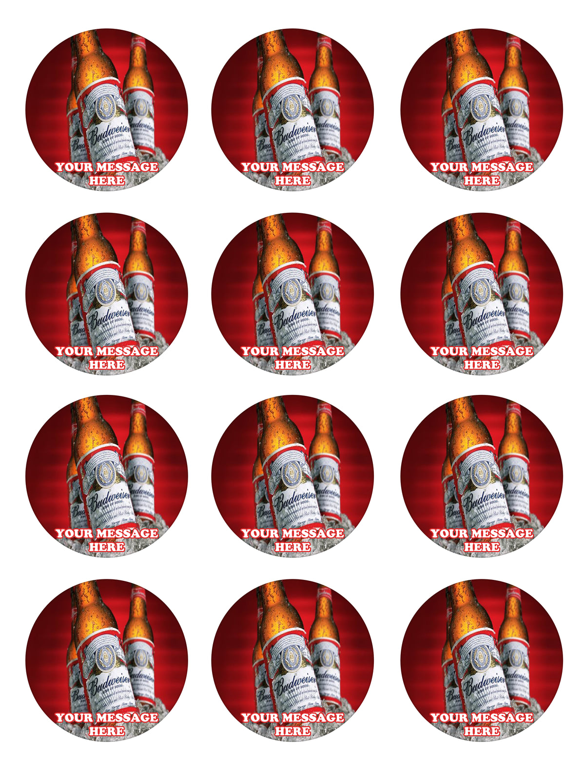 Budweiser Edible Cupcake Toppers (12 Images) Cake Image Icing Sugar Sheet