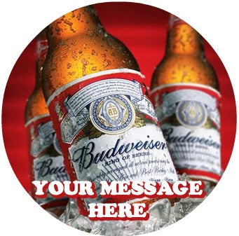 Budweiser Edible Image Cake Topper Personalized Birthday Sheet Custom Frosting Round Circle