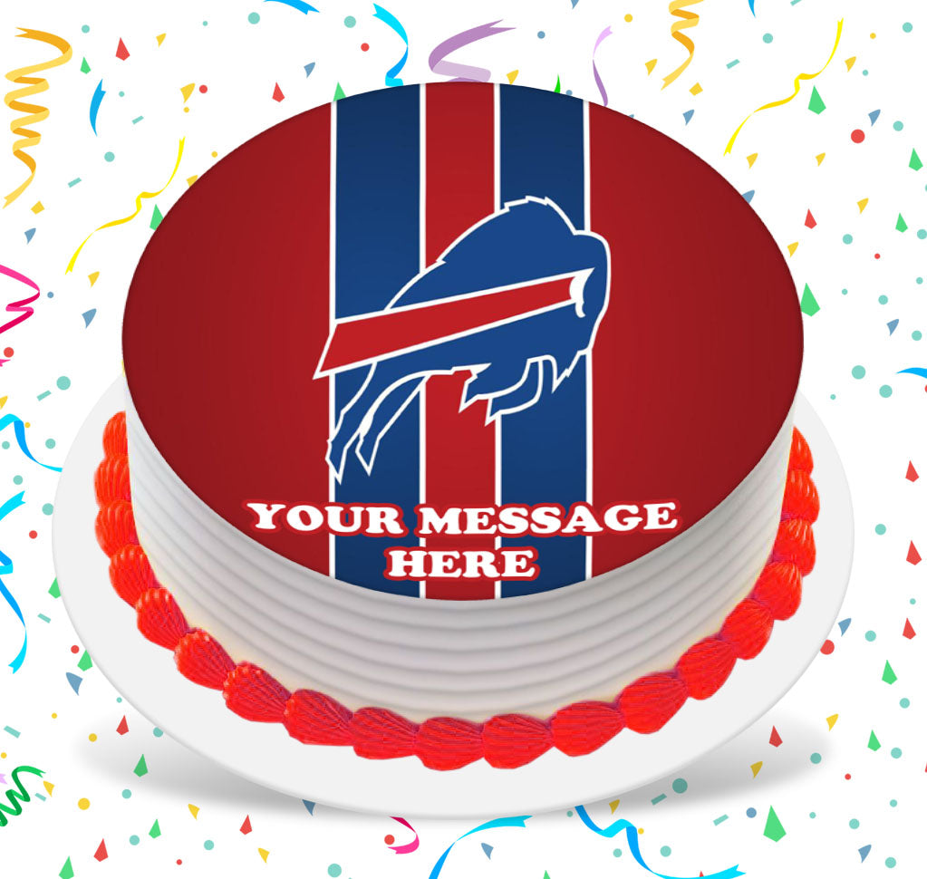 Buffalo Bills Edible Image Cake Topper Personalized Birthday Sheet Custom Frosting Round Circle