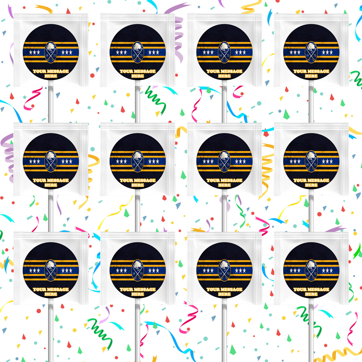 Buffalo Sabres Lollipops Party Favors Personalized Suckers 12 Pcs