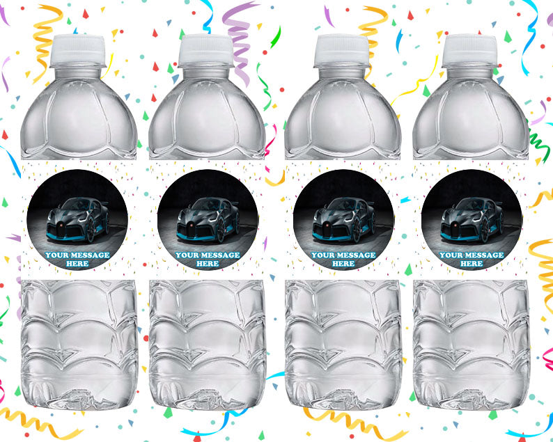 Bugatti Water Bottle Stickers 12 Pcs Labels Party Favors Supplies Decorations