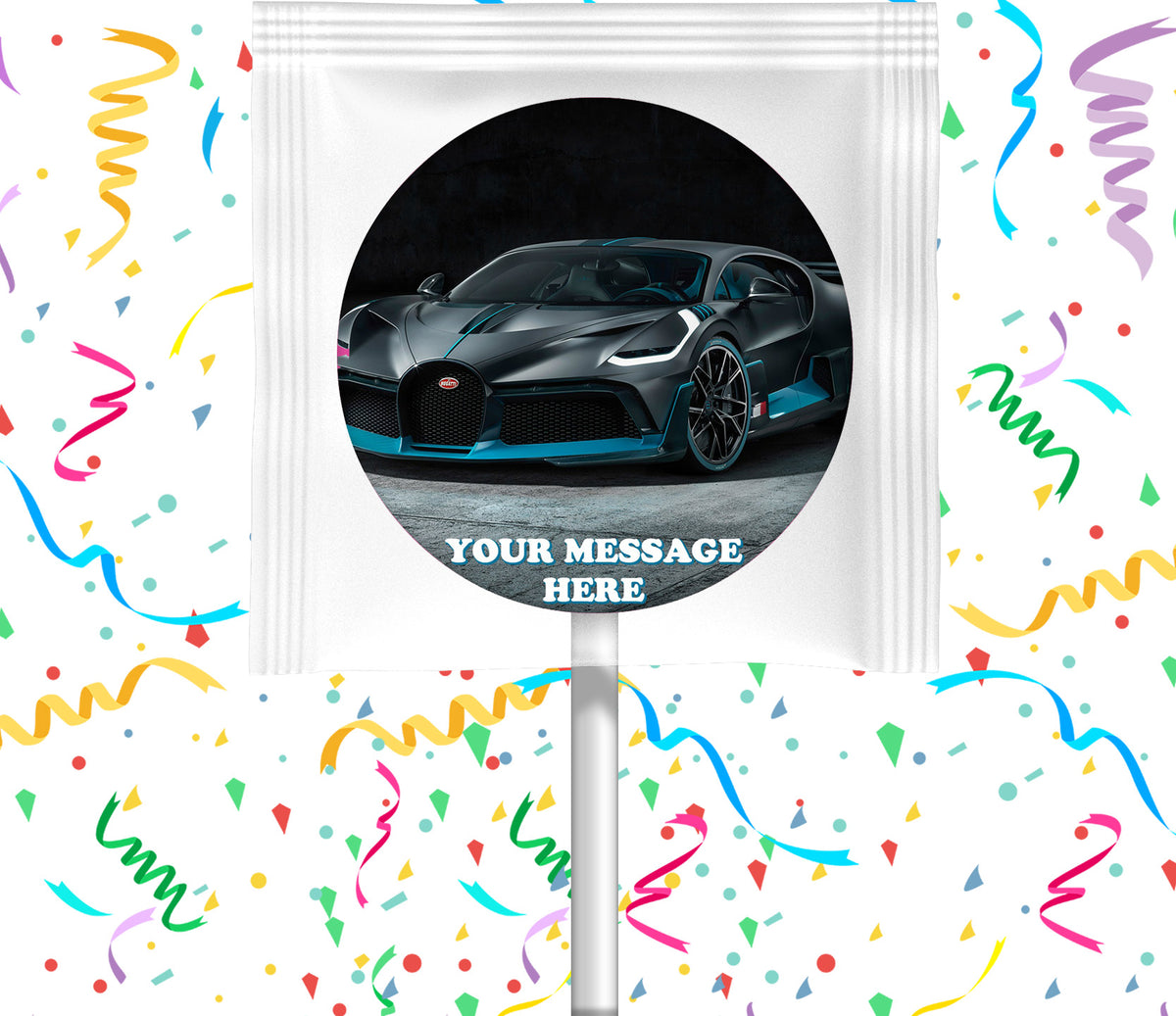 Buggati Lollipops Party Favors Personalized Suckers 12 Pcs