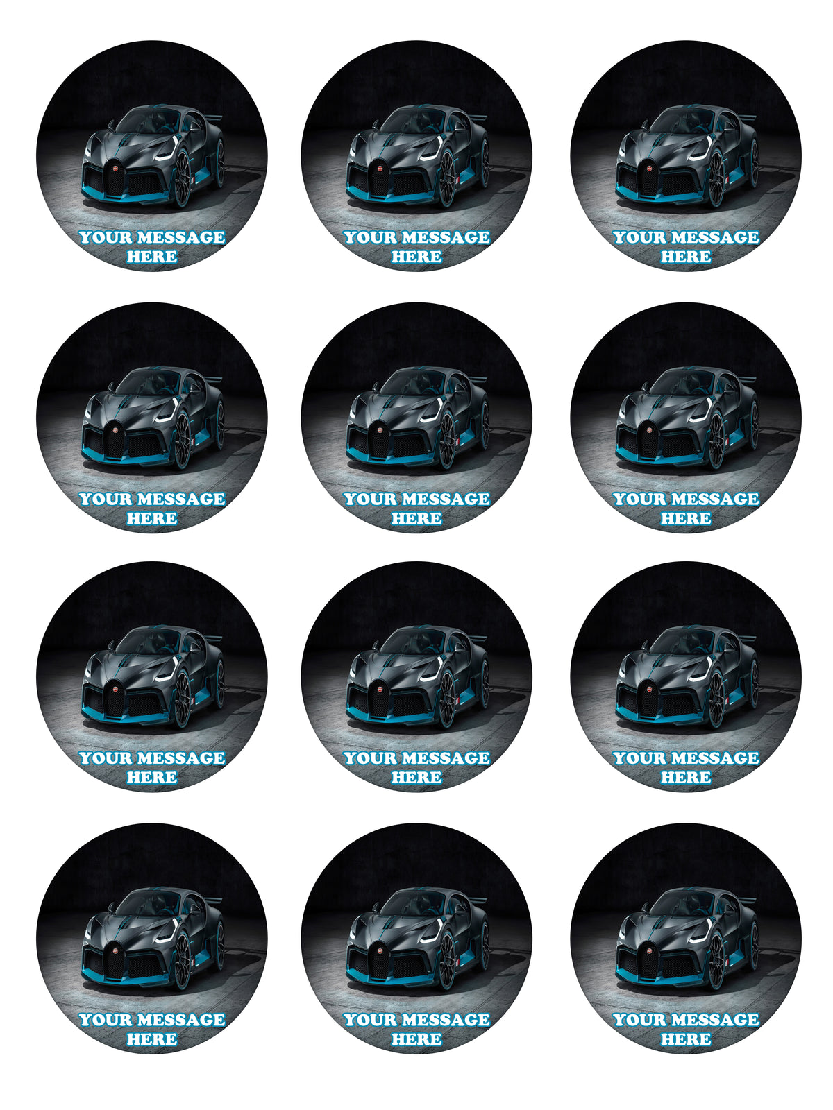 Bugatti Edible Cupcake Toppers (12 Images) Cake Image Icing Sugar Sheet