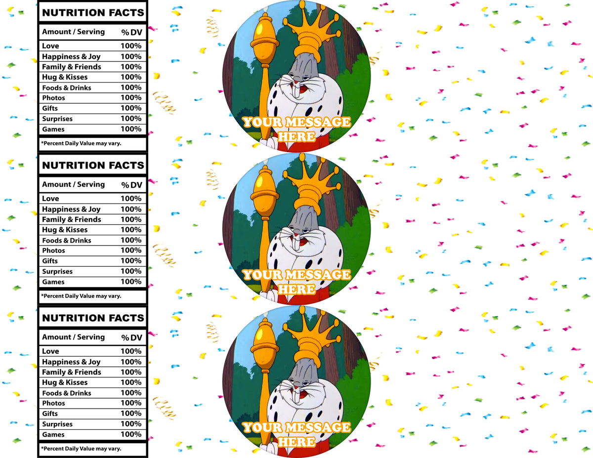 Bugs Bunny Water Bottle Stickers 12 Pcs Labels Party Favors Supplies Decorations