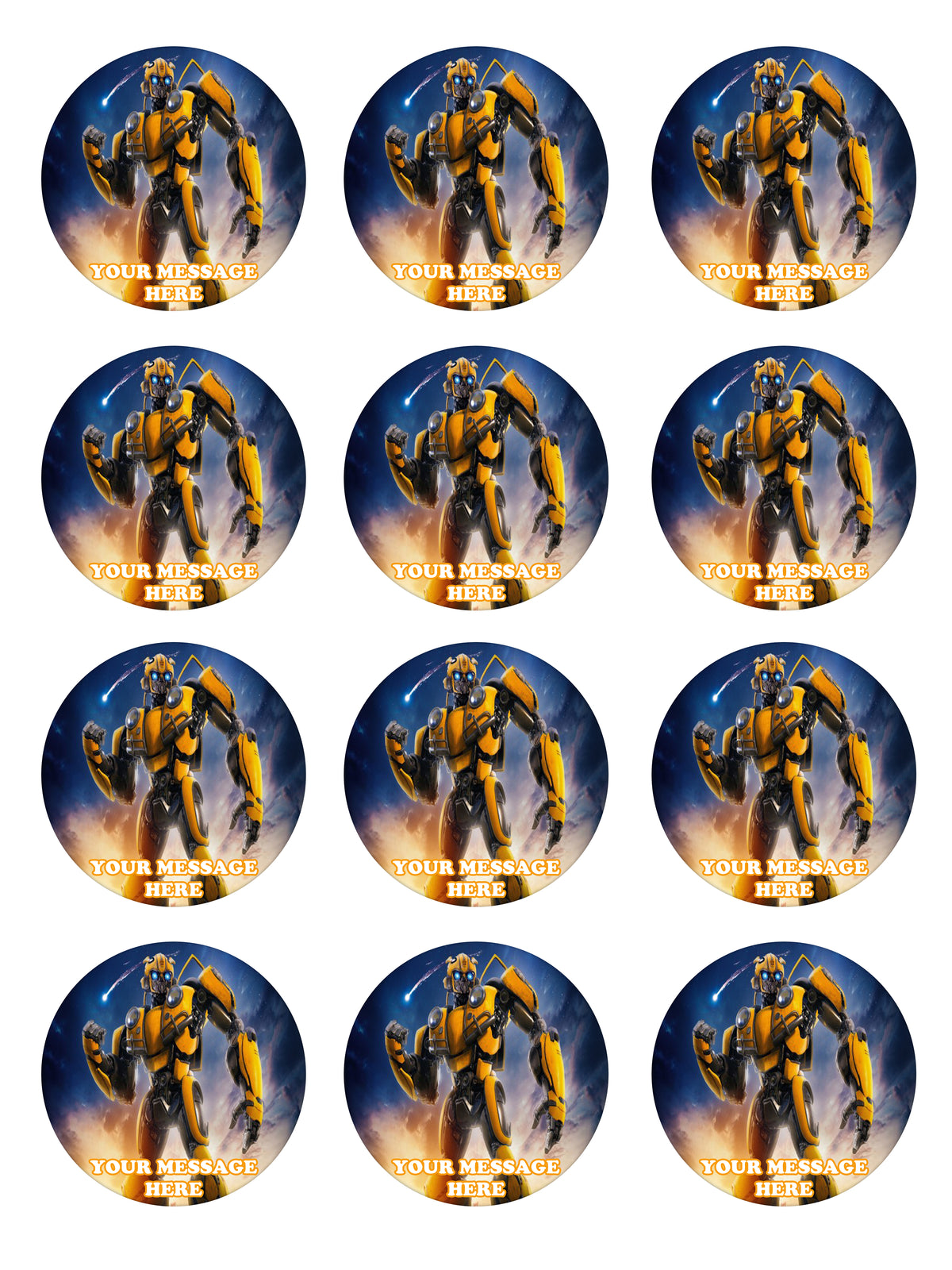 Bumblebee Edible Cupcake Toppers (12 Images) Cake Image Icing Sugar Sheet