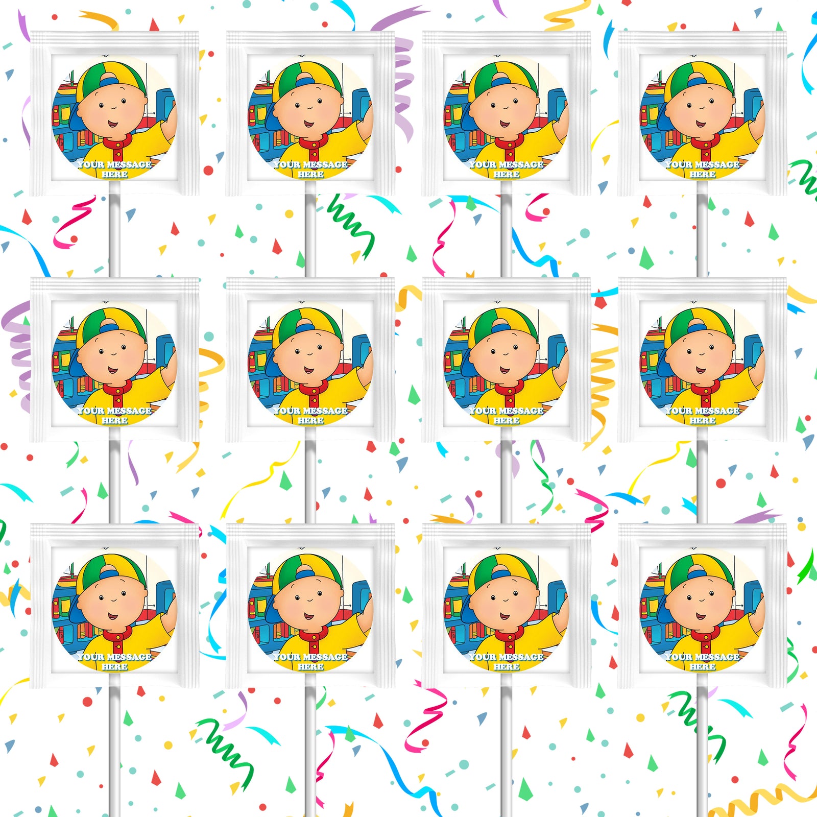 Caillou Lollipops Party Favors Personalized Suckers 12 Pcs