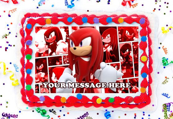 Sonic The Hedgehog Knuckles The Echidna Edible Image Cake Topper Personalized Birthday Sheet Decoration Custom Party Frosting Transfer Fondant