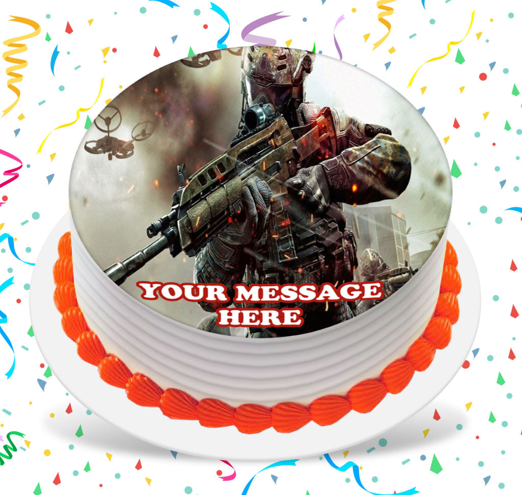 Call Of Duty Edible Image Cake Topper Personalized Birthday Sheet Custom Frosting Round Circle