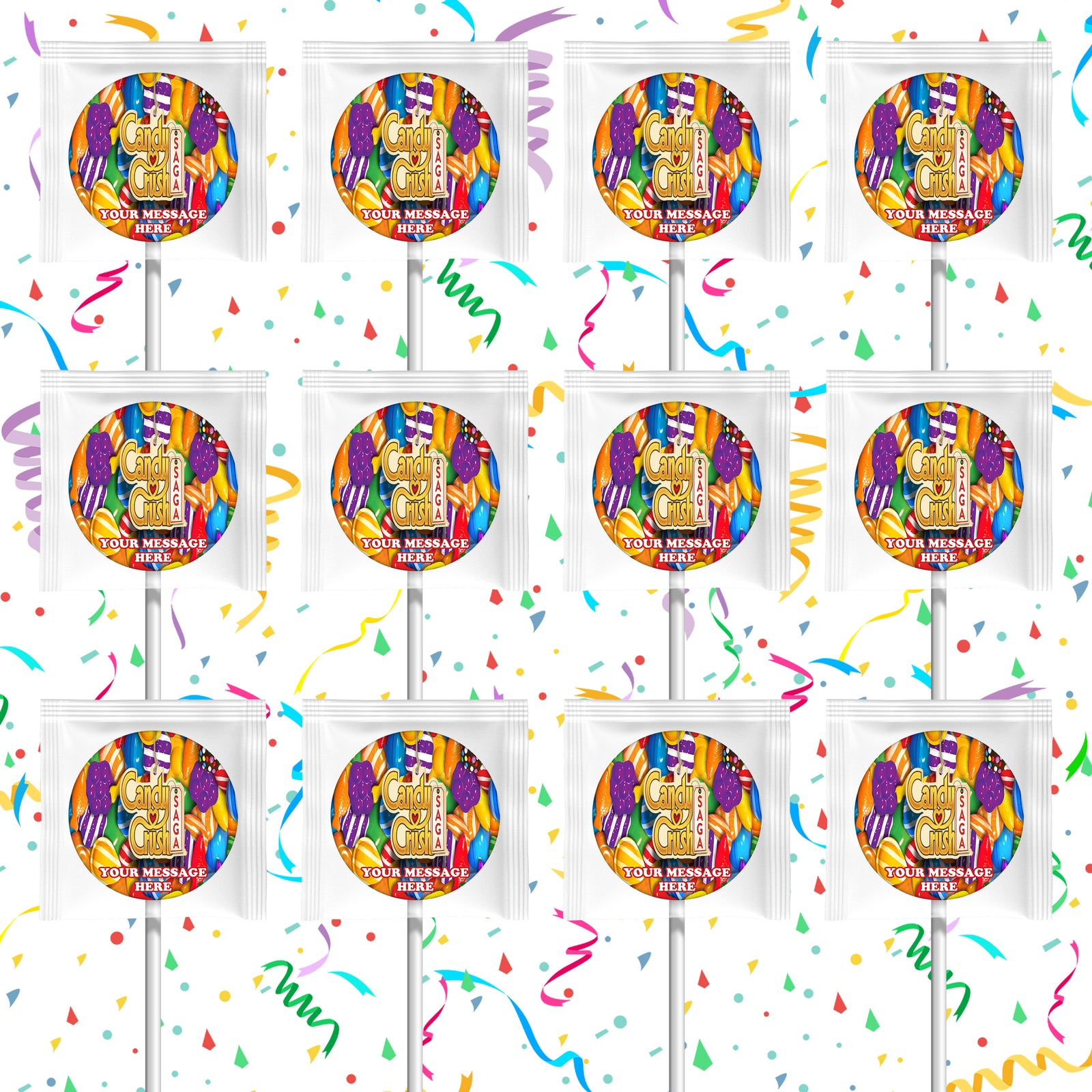 Candy Crush Saga Lollipops Party Favors Personalized Suckers 12 Pcs