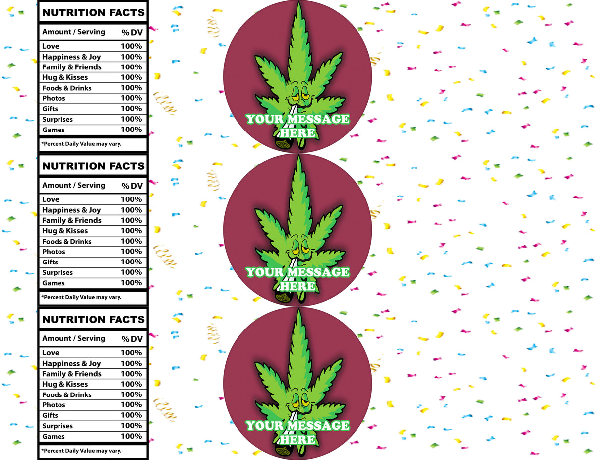 Cannabis Marijuana Water Bottle Stickers 12 Pcs Labels Party Favors Supplies Decorations