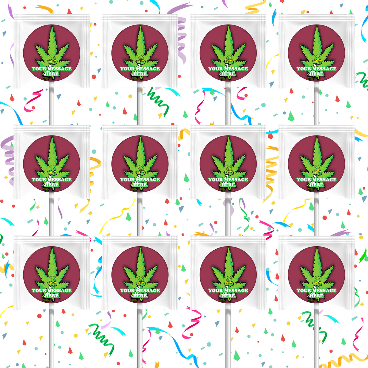 Cannabis Marijuana Lollipops Party Favors Personalized Suckers 12 Pcs