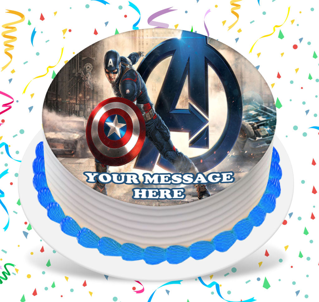 Captain America The First Avenger Edible Image Cake Topper Personalized Birthday Sheet Custom Frosting Round Circle