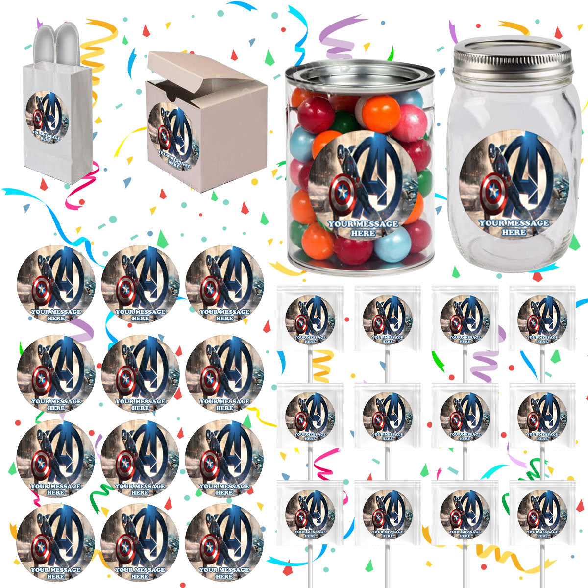 Captain America Party Favors Supplies Decorations Stickers 12 Pcs