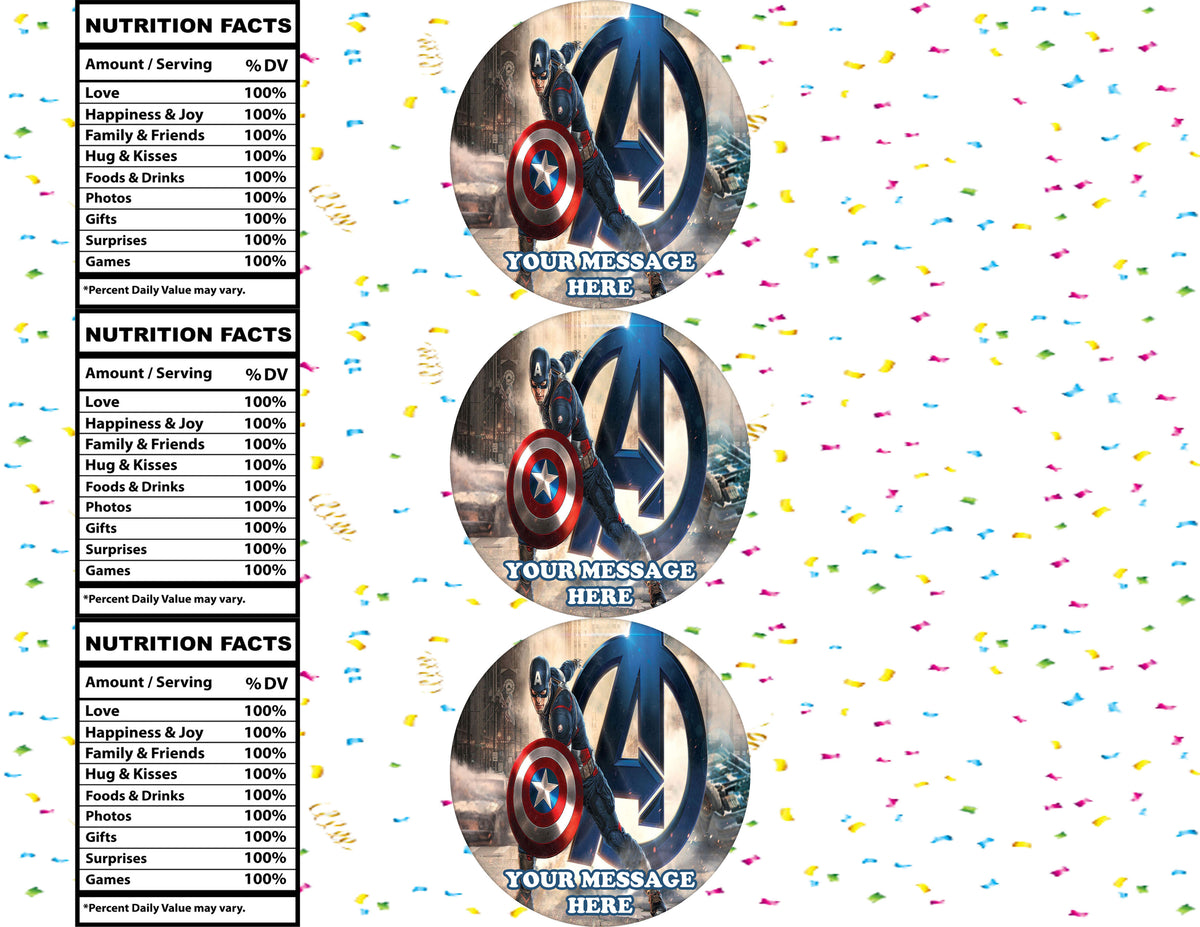 Captain America Water Bottle Stickers 12 Pcs Labels Party Favors Supplies Decorations