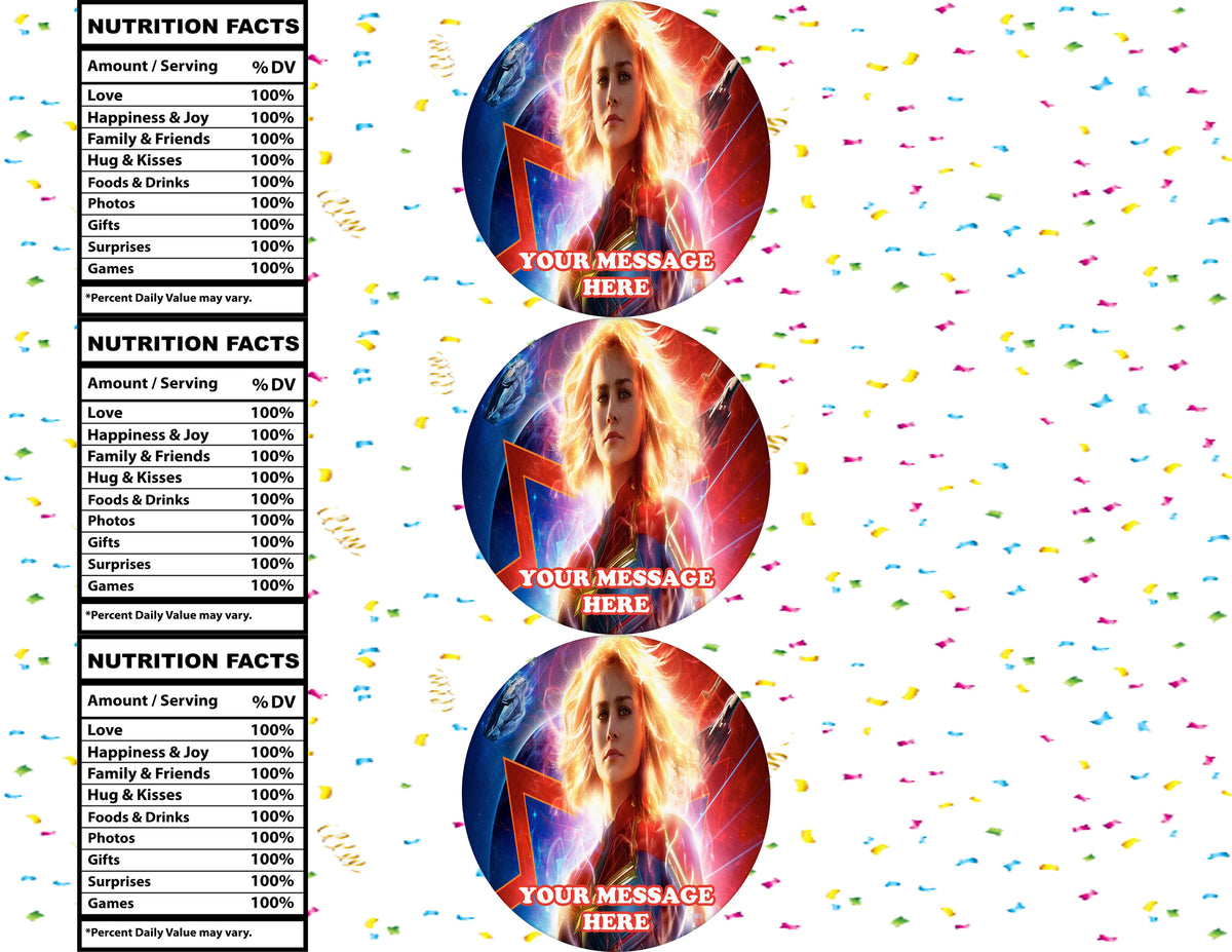 Captain Marvel Water Bottle Stickers 12 Pcs Labels Party Favors Supplies Decorations