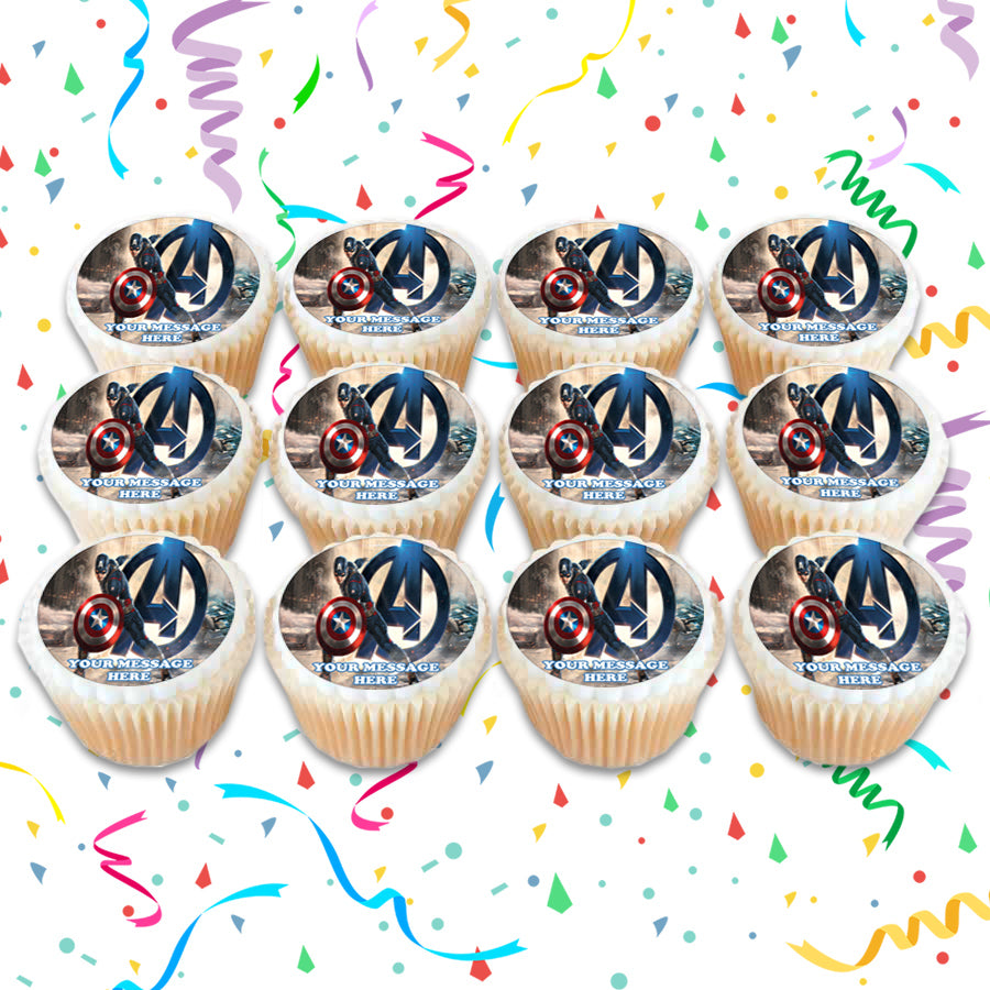 Captain America The First Avenger Edible Cupcake Toppers (12 Images) Cake Image Icing Sugar Sheet