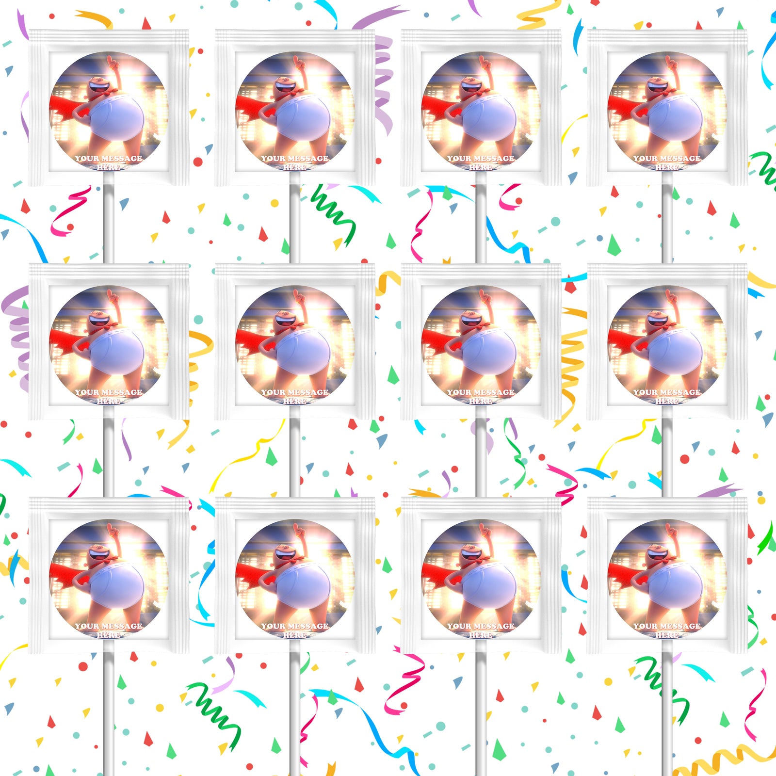 Captain Underpants The First Epic Movie Lollipops Party Favors Personalized Suckers 12 Pcs