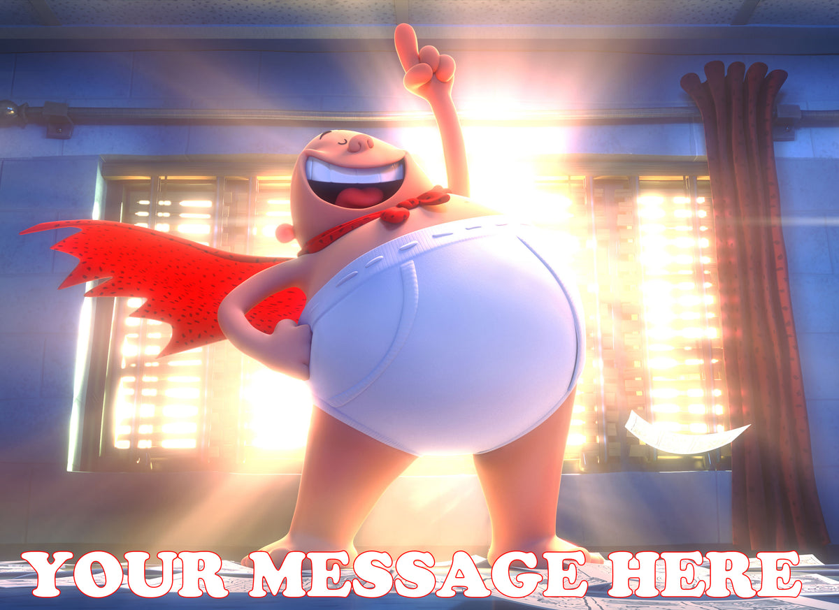 Captain Underpants The First Epic Movie Edible Image Cake Topper Personalized Birthday Sheet Decoration Custom Party Frosting Transfer Fondant