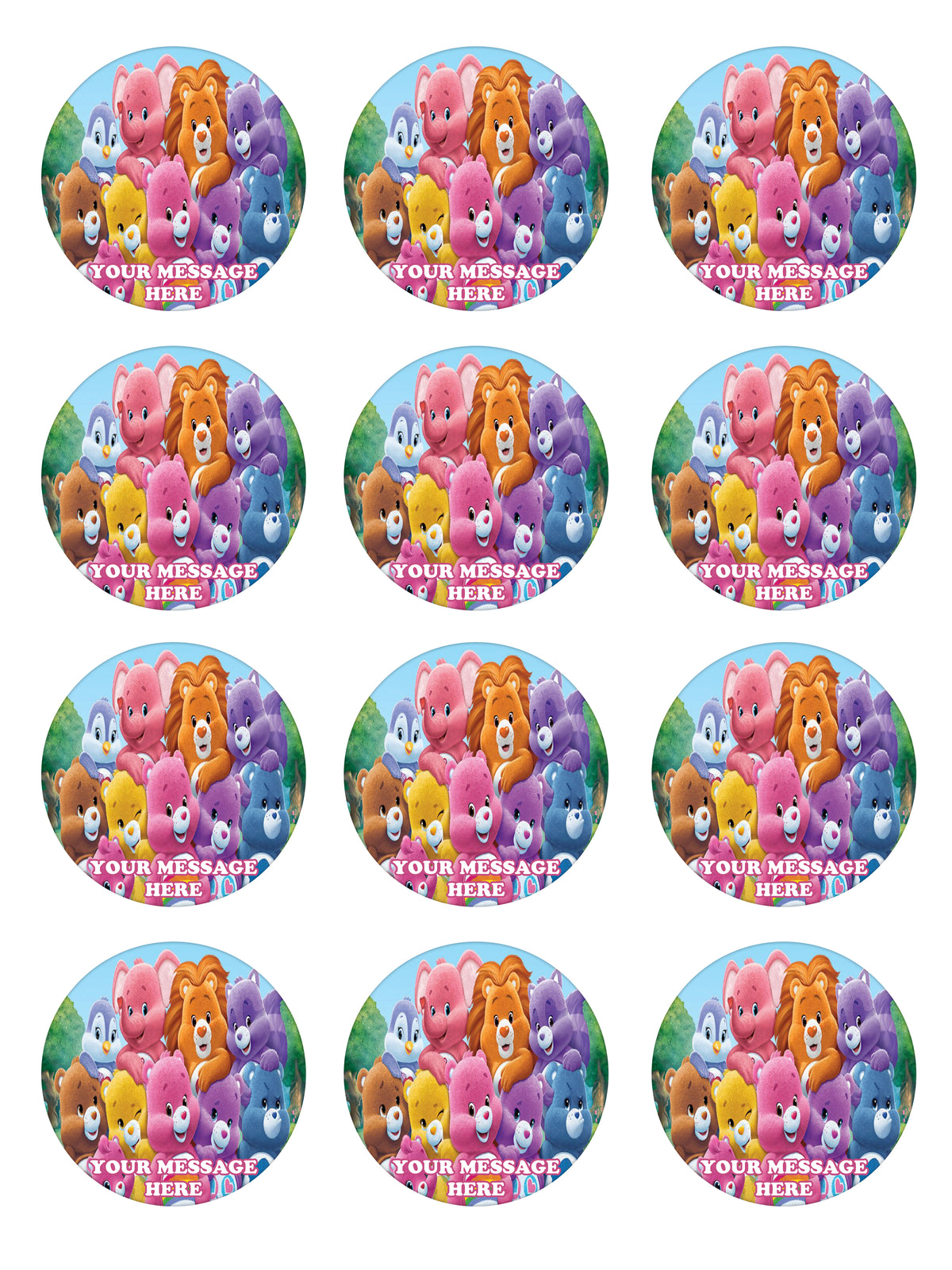 Care Bears Edible Cupcake Toppers (12 Images) Cake Image Icing Sugar Sheet