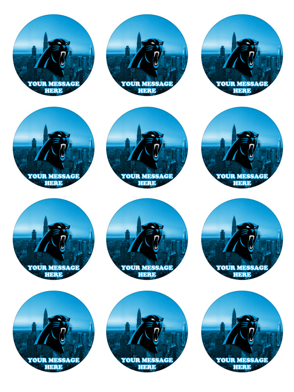 carolina-panthers-edible-cupcake-toppers-12-images-cake-image-icing-partycreationz for Free Printable Black Panther Cupcake Toppers Carolina Panthers Edible Cupcake Toppers (12 Images) Cake Image Icing - PartyCreationz for Free Printable Black Panther Cupcake Toppers