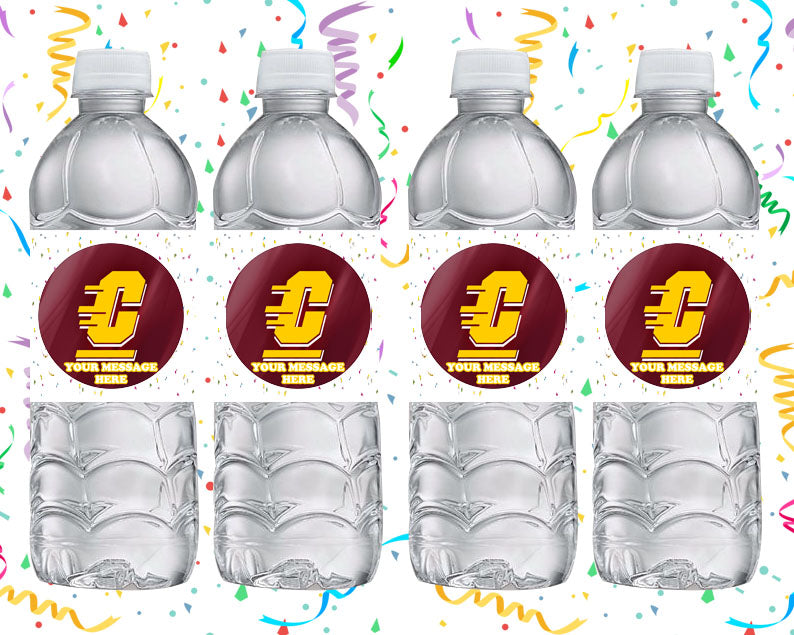 Central Michigan Chippewas Water Bottle Stickers 12 Pcs Labels Party Favors Supplies Decorations