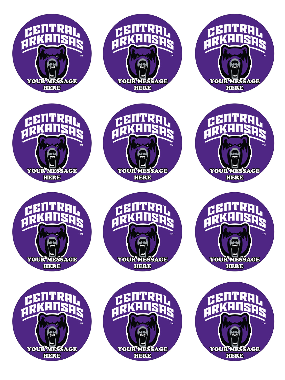 Central Arkansas Bears Edible Cupcake Toppers (12 Images) Cake Image Icing Sugar Sheet