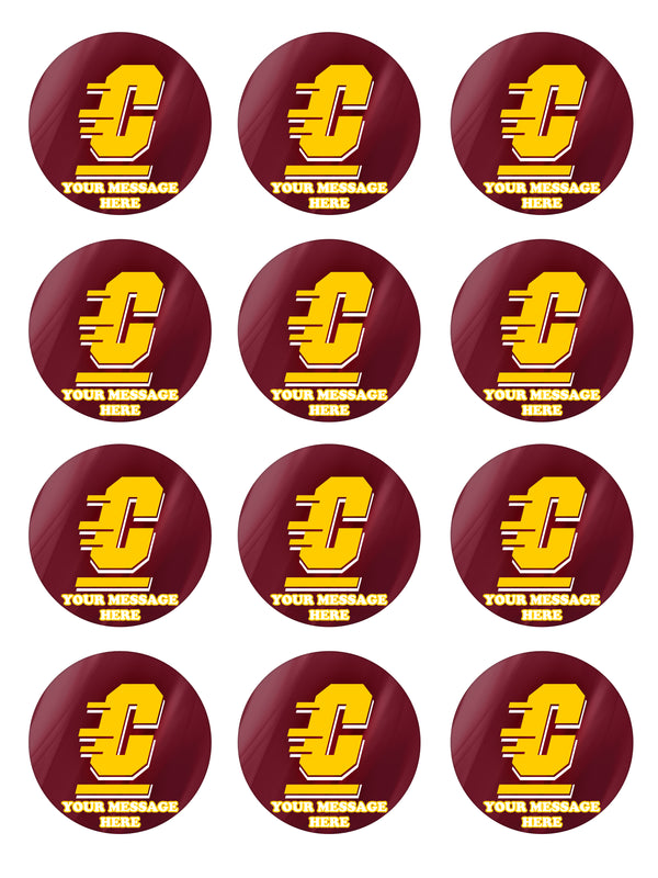 Central Michigan Chippewas Edible Cupcake Toppers (12 Images) Cake Ima ...