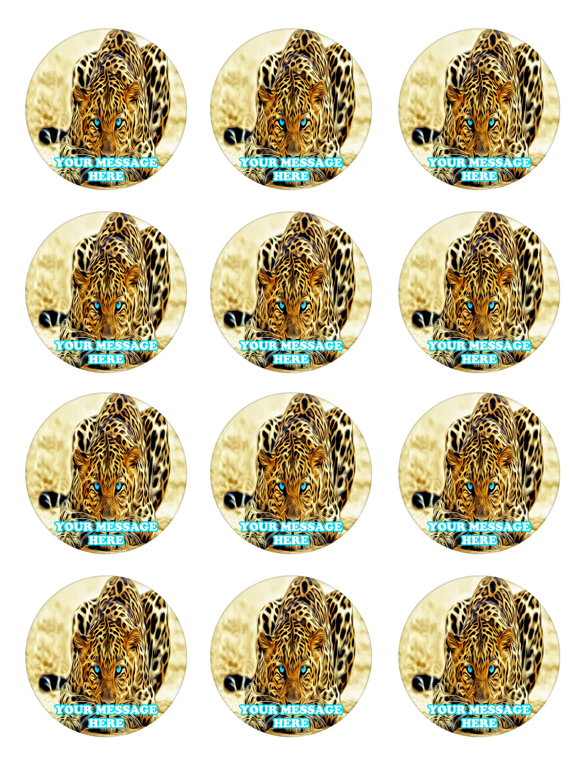 Cheetah Edible Cupcake Toppers (12 Images) Cake Image Icing Sugar Sheet
