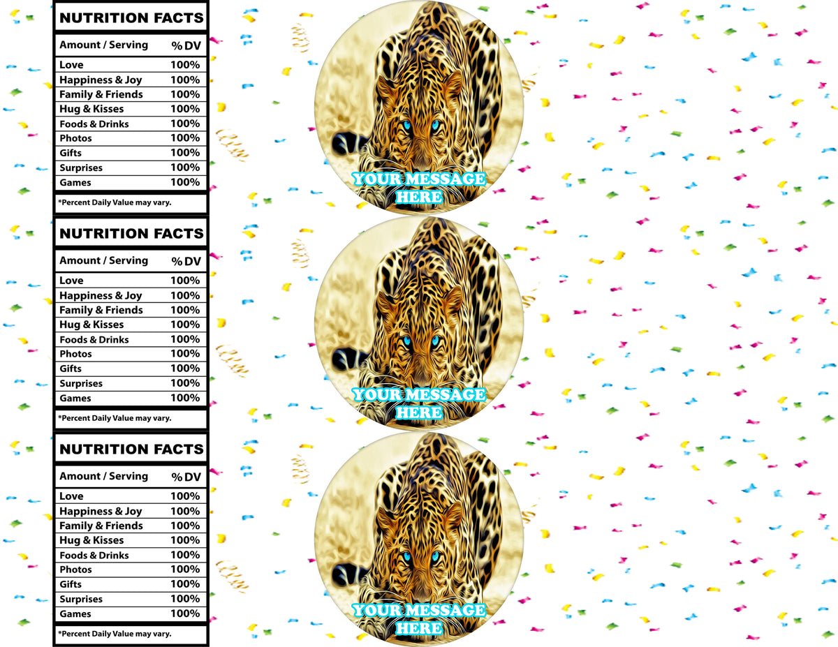 Cheetah Water Bottle Stickers 12 Pcs Labels Party Favors Supplies Decorations