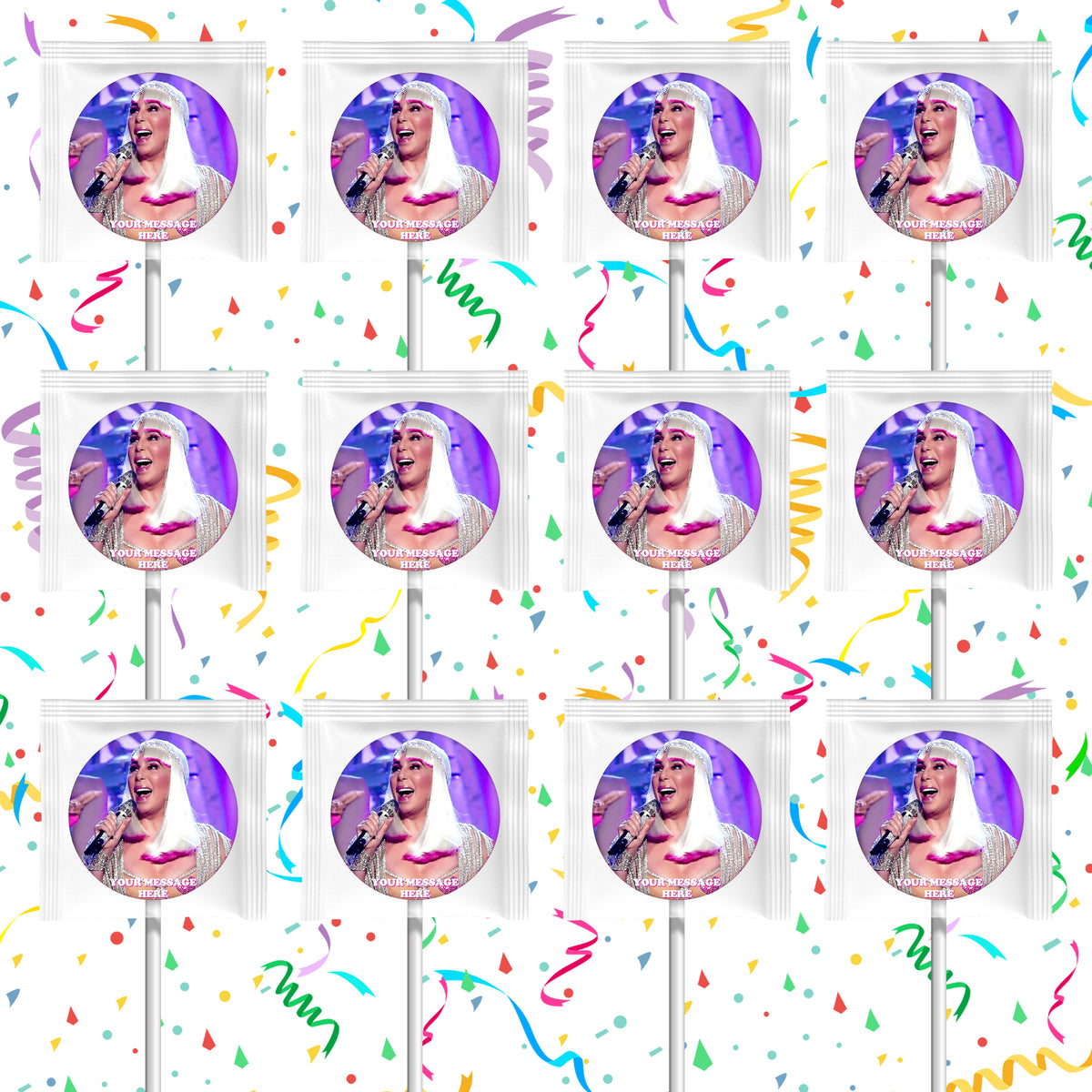 Cher Lollipops Party Favors Personalized Suckers 12 Pcs