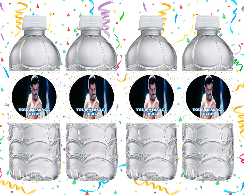 Freddie Mercury Water Bottle Stickers 12 Pcs Labels Party Favors Supplies Decorations