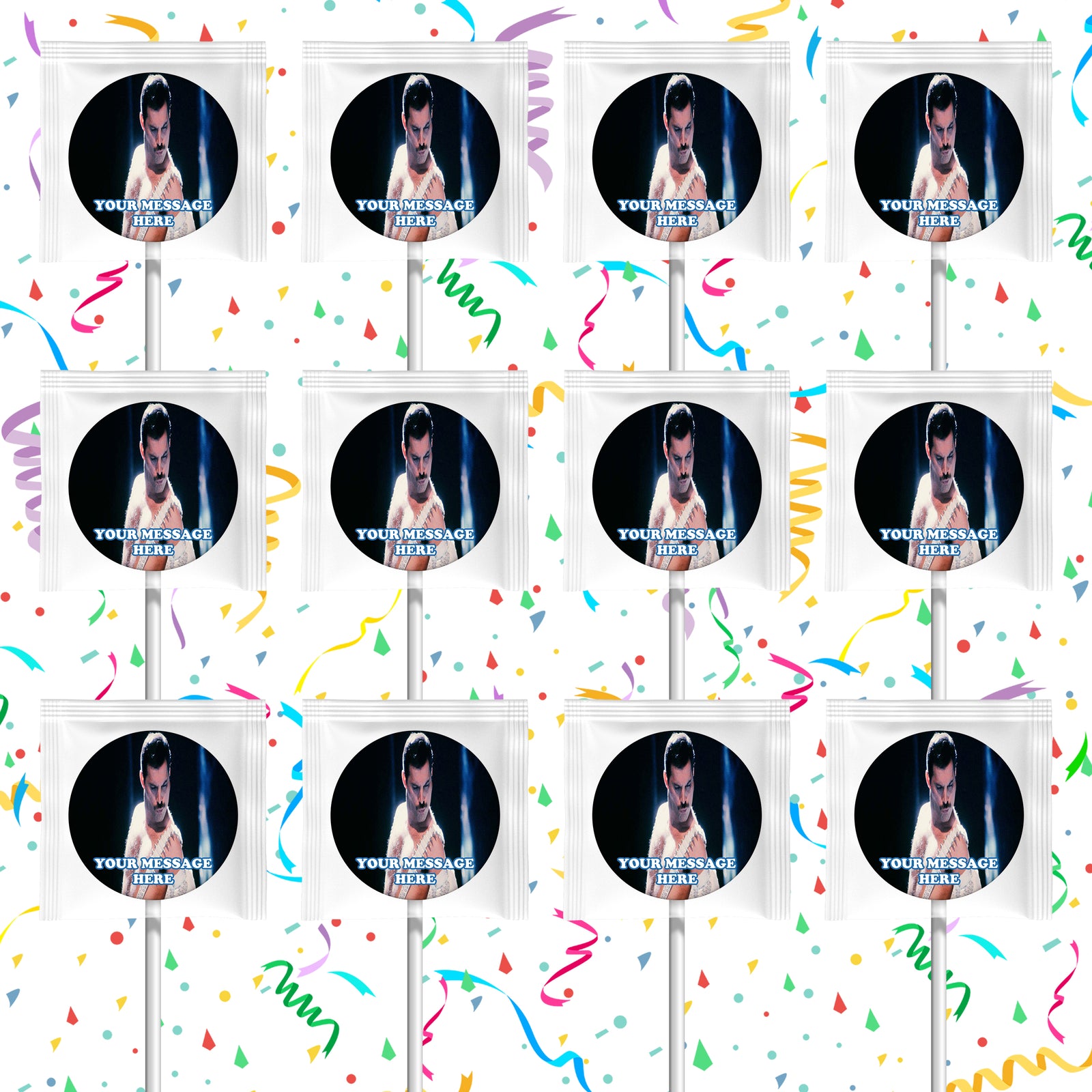 Freddie Mercury Lollipops Party Favors Personalized Suckers 12 Pcs