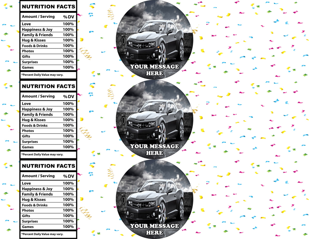 Chevrolet Camaro Water Bottle Stickers 12 Pcs Labels Party Favors Supplies Decorations