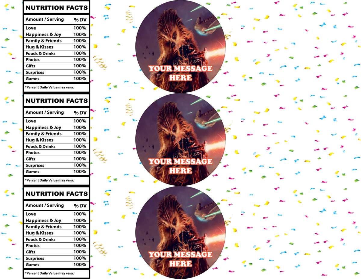 Chewbacca Water Bottle Stickers 12 Pcs Labels Party Favors Supplies Decorations