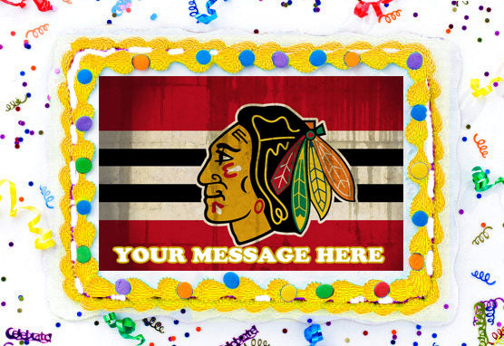 Chicago Blackhawks Edible Image Cake Topper Personalized Birthday Sheet Decoration Custom Party Frosting Transfer Fondant