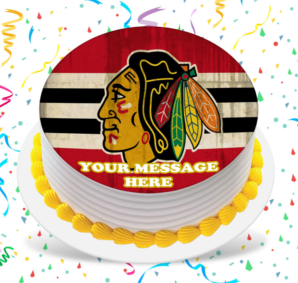 Chicago Blackhawks Edible Image Cake Topper Personalized Birthday Sheet Custom Frosting Round Circle