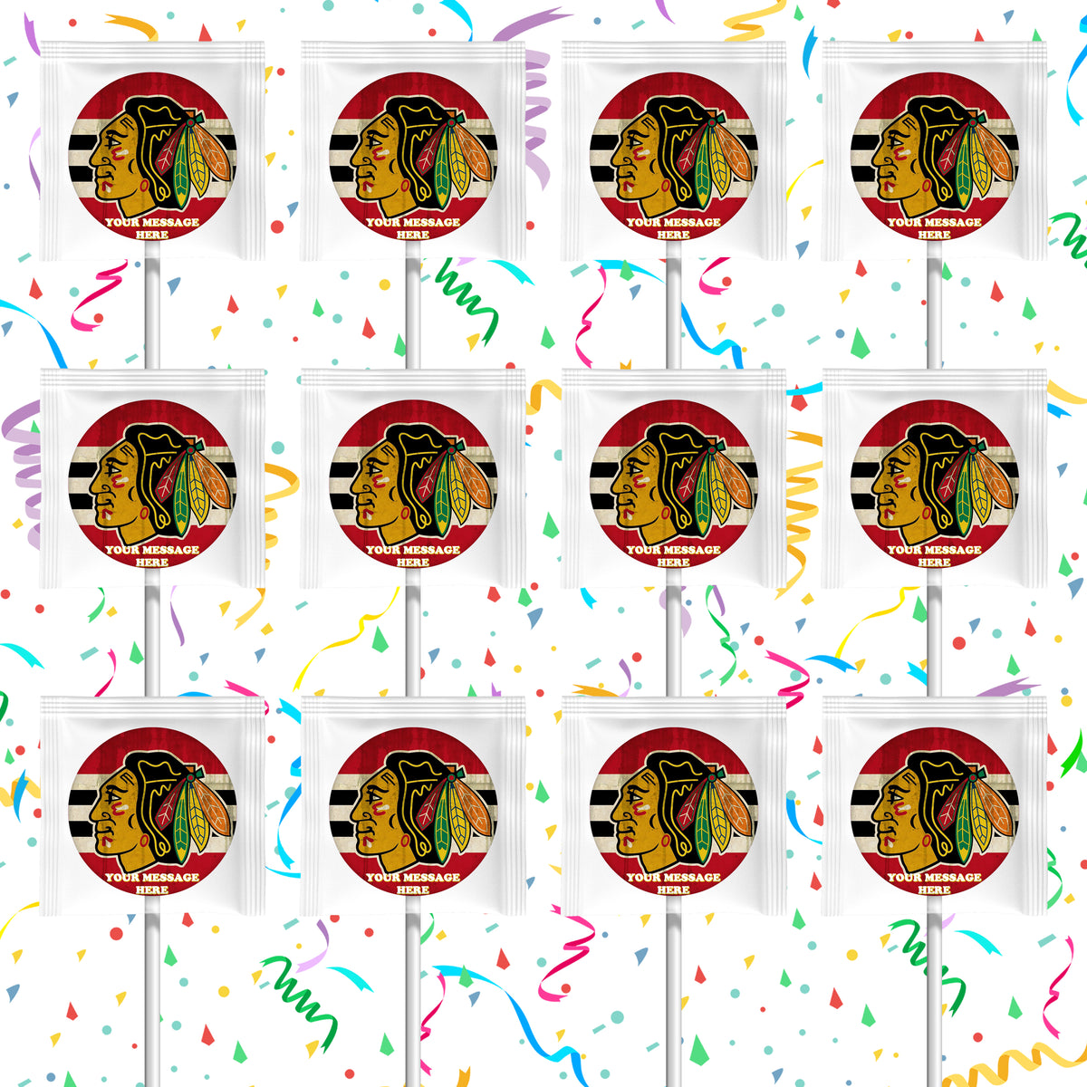 Chicago Blackhawks Lollipops Party Favors Personalized Suckers 12 Pcs