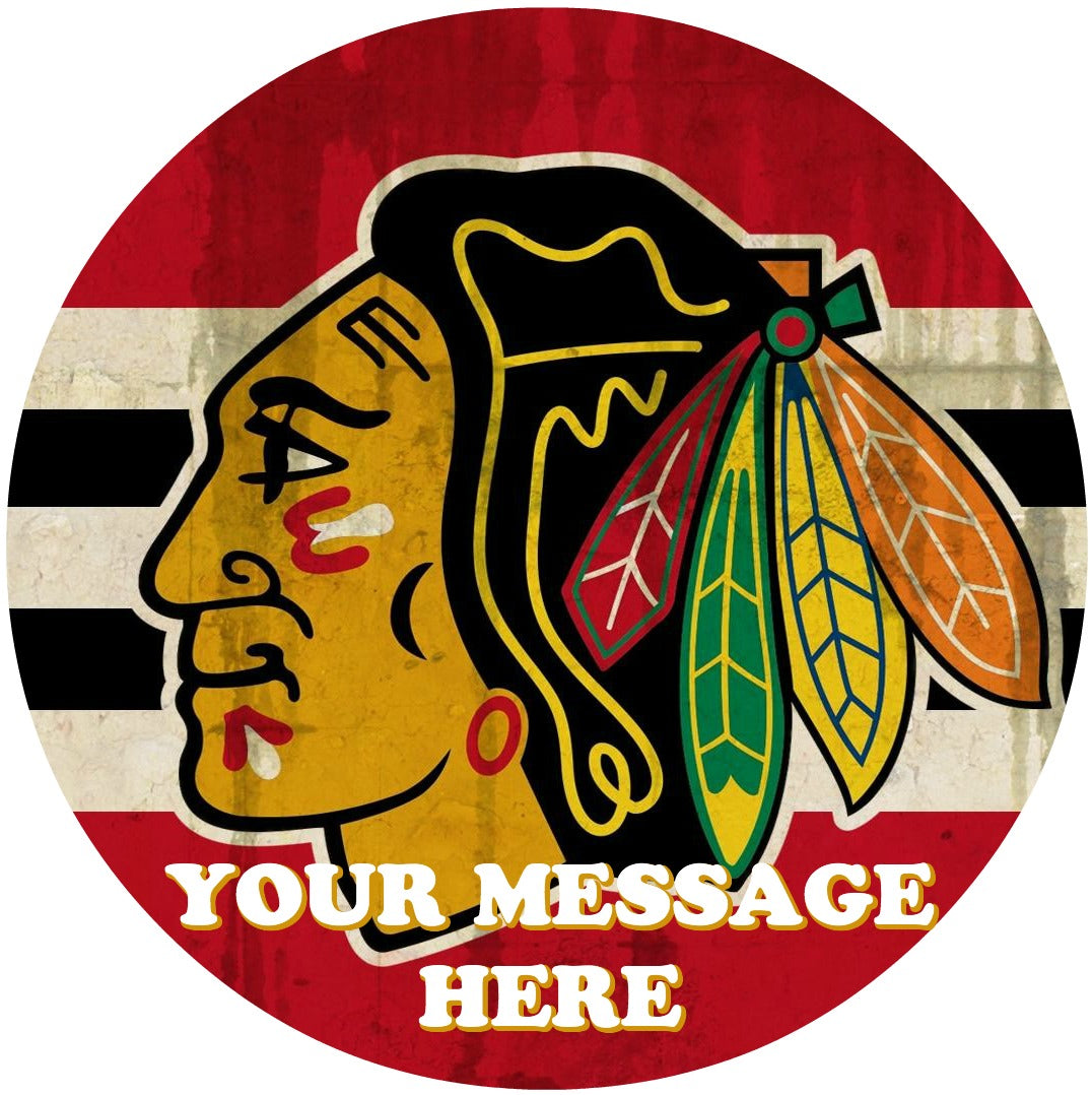 Chicago Blackhawks Edible Image Cake Topper Personalized Birthday Sheet Custom Frosting Round Circle