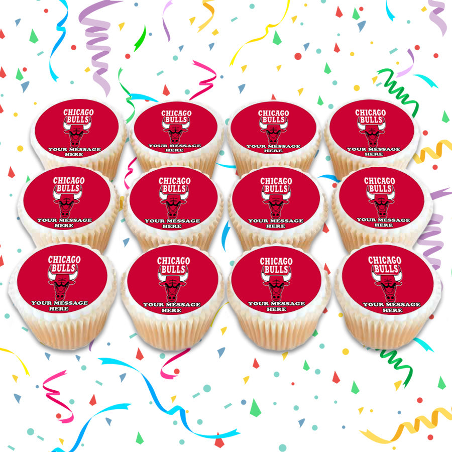 Chicago Bulls Edible Cupcake Toppers (12 Images) Cake Image Icing Sugar Sheet