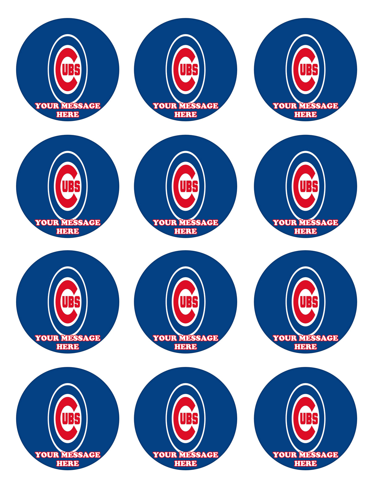 Chicago Cubs Edible Cupcake Toppers (12 Images) Cake Image Icing Sugar Sheet