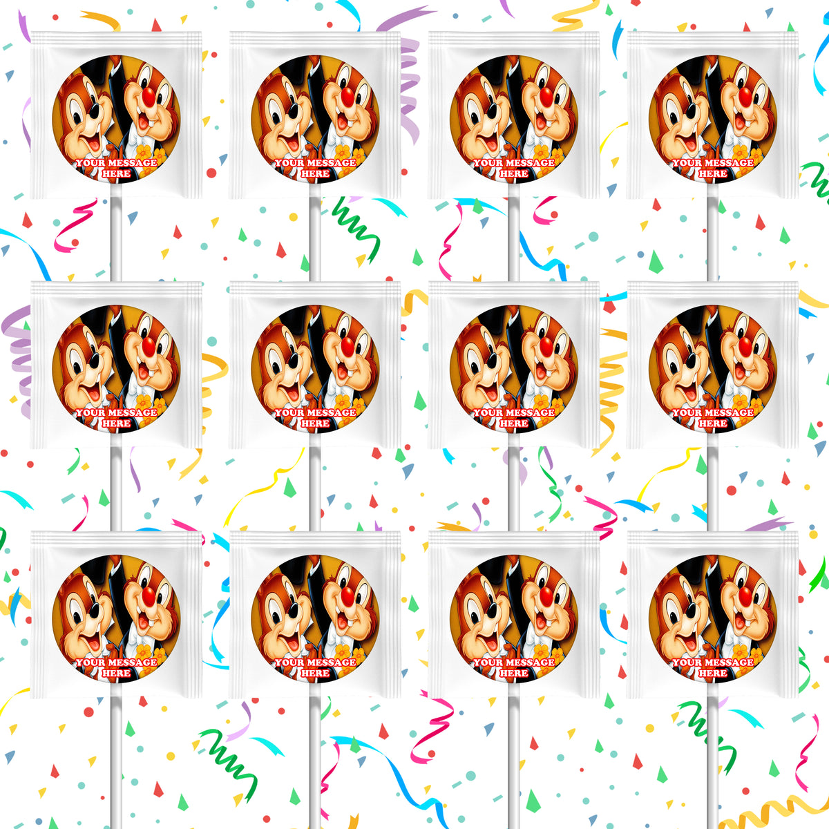 Chip N Dale Lollipops Party Favors Personalized Suckers 12 Pcs