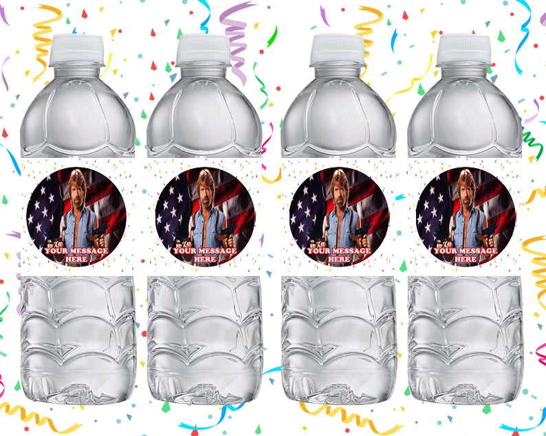 Chuck Norris Water Bottle Stickers 12 Pcs Labels Party Favors Supplies Decorations