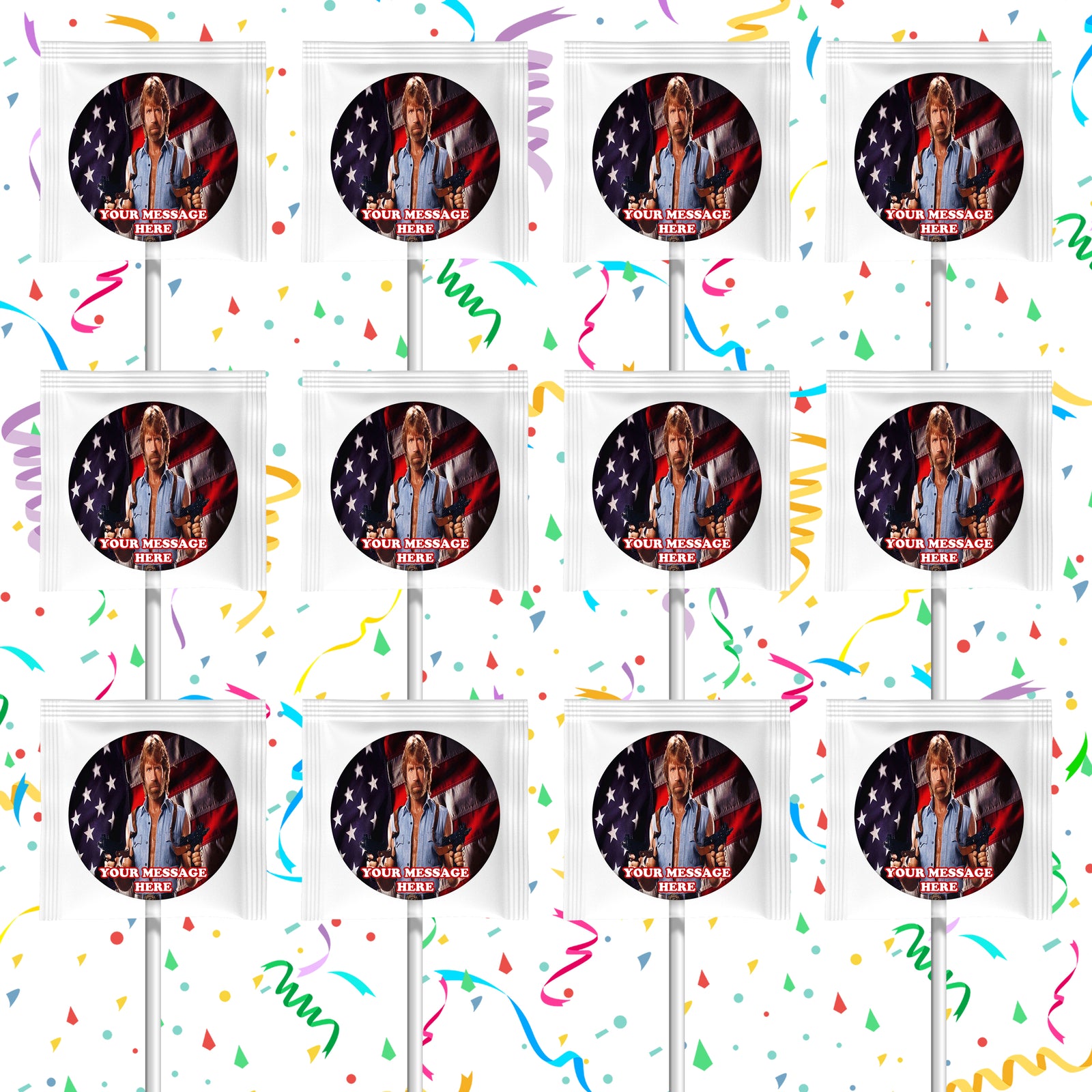 Chuck Norris Lollipops Party Favors Personalized Suckers 12 Pcs