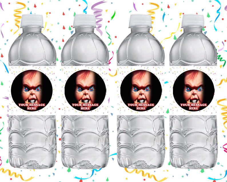 Chucky Water Bottle Stickers 12 Pcs Labels Party Favors Supplies Decorations