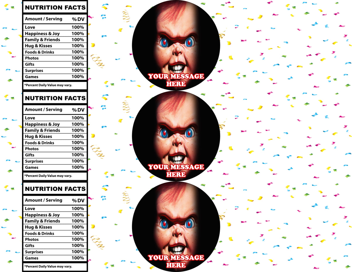 Chucky Water Bottle Stickers 12 Pcs Labels Party Favors Supplies Decorations