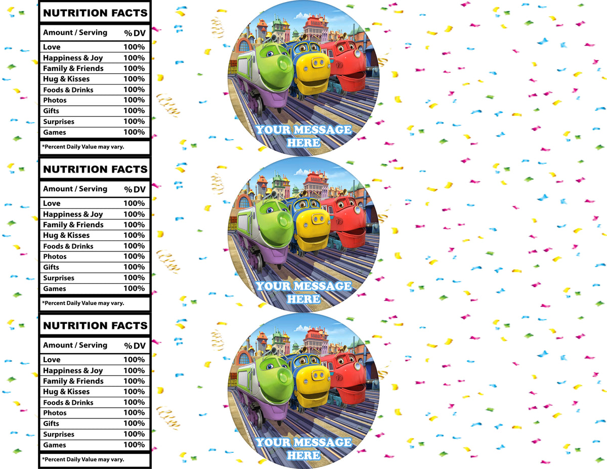 Chuggington Water Bottle Stickers 12 Pcs Labels Party Favors Supplies Decorations