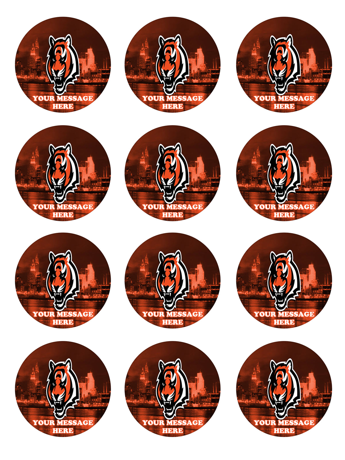 Cincinnati Bengals Edible Cupcake Toppers (12 Images) Cake Image Icing Sugar Sheet