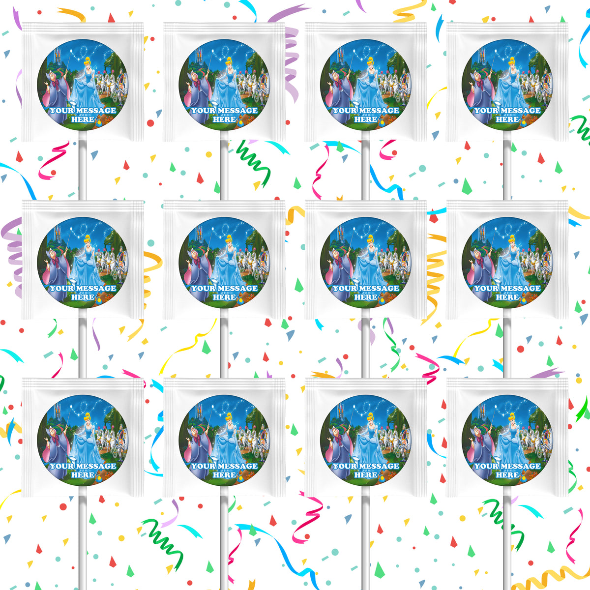 Cinderella Lollipops Party Favors Personalized Suckers 12 Pcs