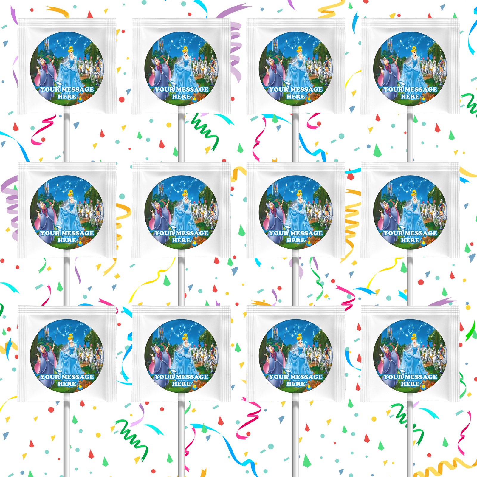 Cinderella Lollipops Party Favors Personalized Suckers 12 Pcs